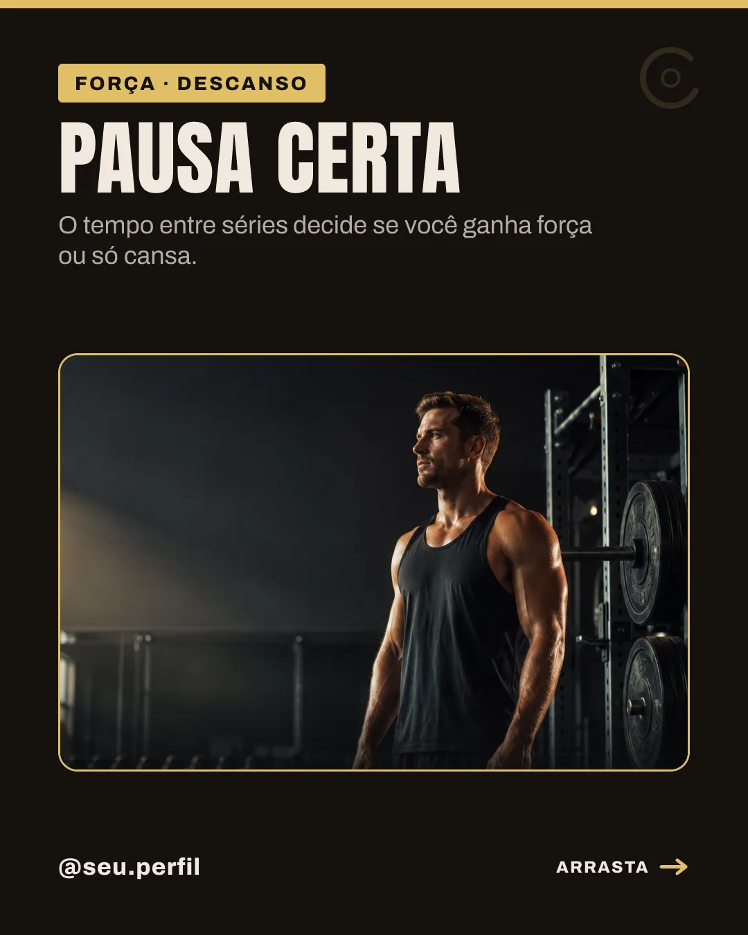 Post com foto do acervo sobre pausa entre séries, gerado pelo motor do SequenceFit